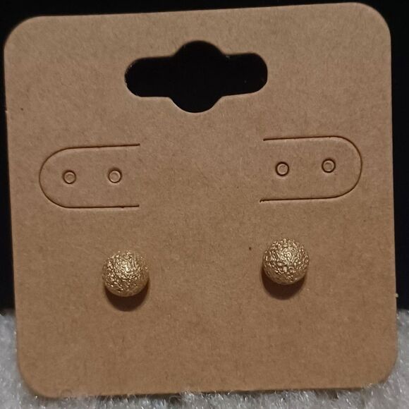 Textured Golden Spheres Stud Fashion Earrings - Picture 1 of 1